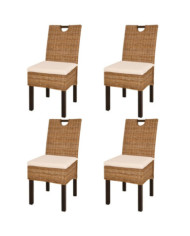 Chaises à manger lot de 4 rotin Kubu bois de manguier | Mobilier & Déco