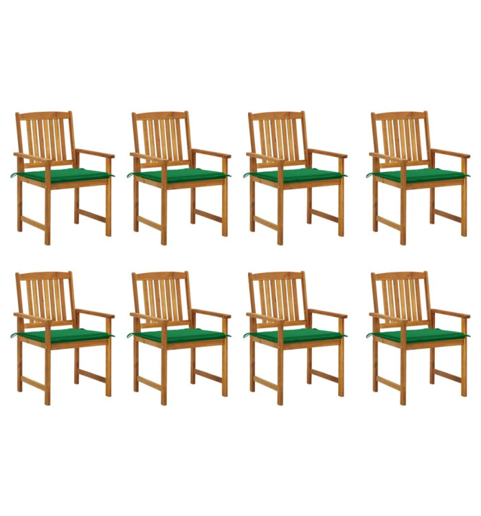Chaises de jardin avec coussins lot de 8 Bois d'acacia solide | Mobilier & Déco