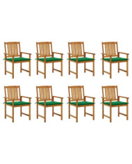 Chaises de jardin avec coussins lot de 8 Bois d'acacia solide | Mobilier & Déco