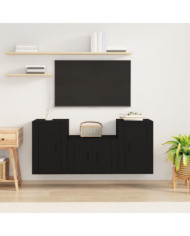 Ensemble de meubles TV 3 pcs Noir Bois d'ingénierie | Mobilier & Déco