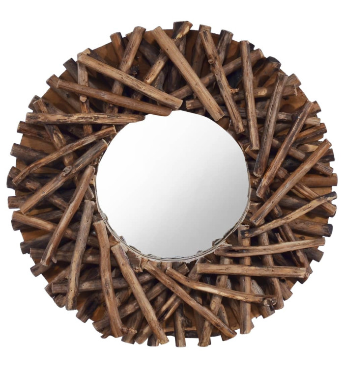 Miroir mural 40 cm Teck Rond | Mobilier & Déco