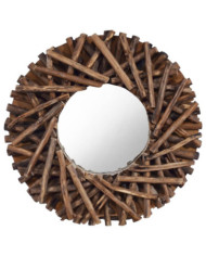Miroir mural 40 cm Teck Rond | Mobilier & Déco