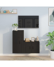 Ensemble de meubles TV 2 pcs noir bois d'ingénierie | Mobilier & Déco