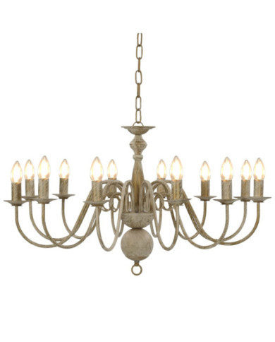 Lustre Blanc antique 12 ampoules E14 | Mobilier & Déco