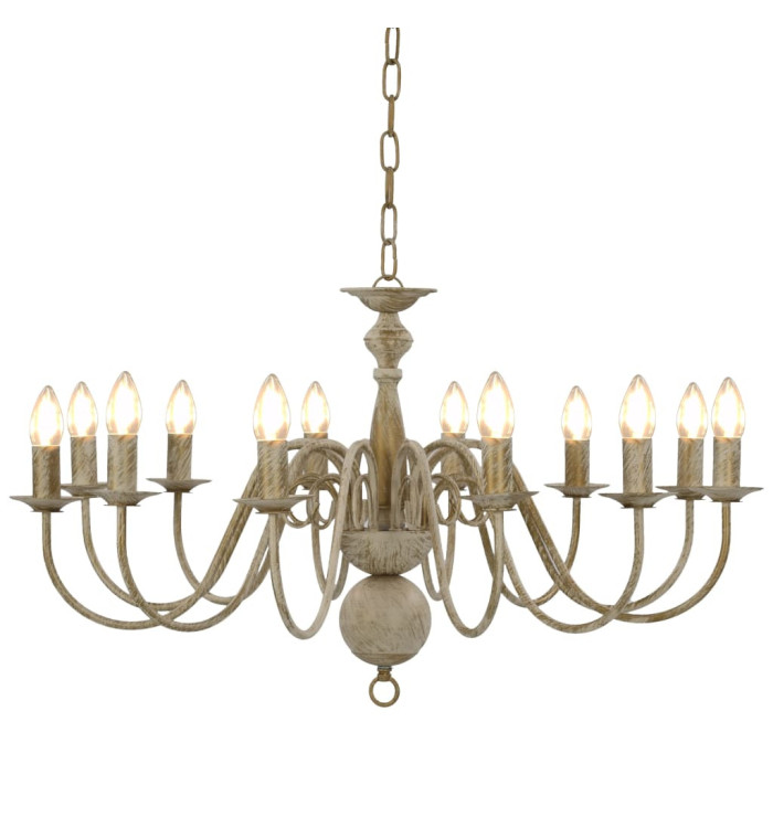 Lustre Blanc antique 12 ampoules E14 | Mobilier & Déco