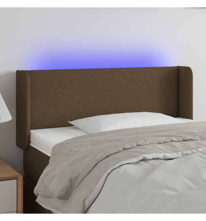 Tête de lit à LED Marron foncé 103x16x78/88 cm Tissu | Mobilier & Déco