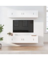 Ensemble de meubles TV 6 pcs Blanc brillant Bois d'ingénierie | Mobilier & Déco