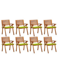 Chaises de jardin avec coussins lot de 8 Bois d'acacia solide | Mobilier & Déco