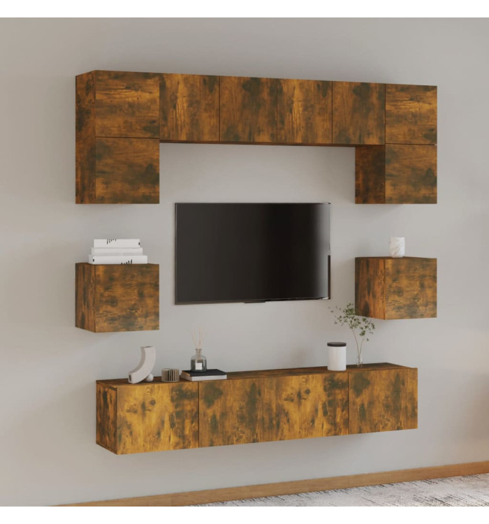 Ensemble de meubles TV 8 pcs Chêne fumé Bois d'ingénierie | Mobilier & Déco