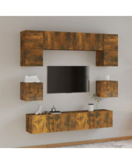 Ensemble de meubles TV 8 pcs Chêne fumé Bois d'ingénierie | Mobilier & Déco