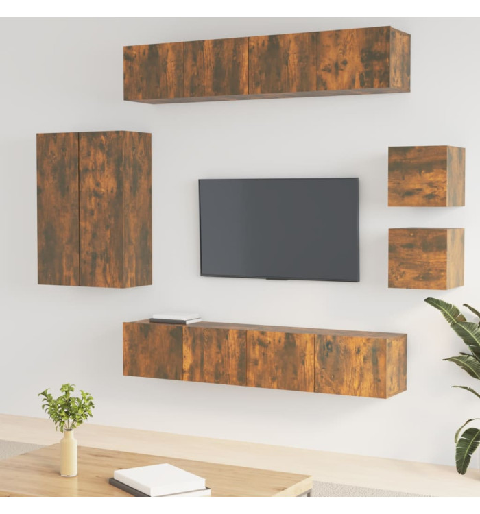 Ensemble de meubles TV 8 pcs Chêne fumé Bois d'ingénierie | Mobilier & Déco