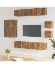 Ensemble de meubles TV 8 pcs Chêne fumé Bois d'ingénierie | Mobilier & Déco