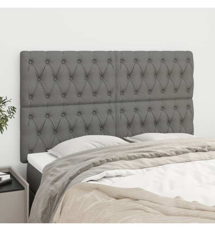 Têtes de lit 4 pcs Gris foncé 72x5x78/88 cm Tissu | Mobilier & Déco
