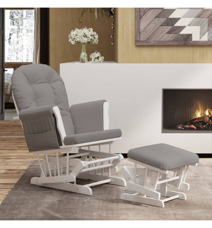 Chaise berçante avec repose-pied Gris clair Tissu | Mobilier & Déco