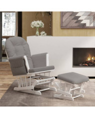 Chaise berçante avec repose-pied Gris clair Tissu | Mobilier & Déco