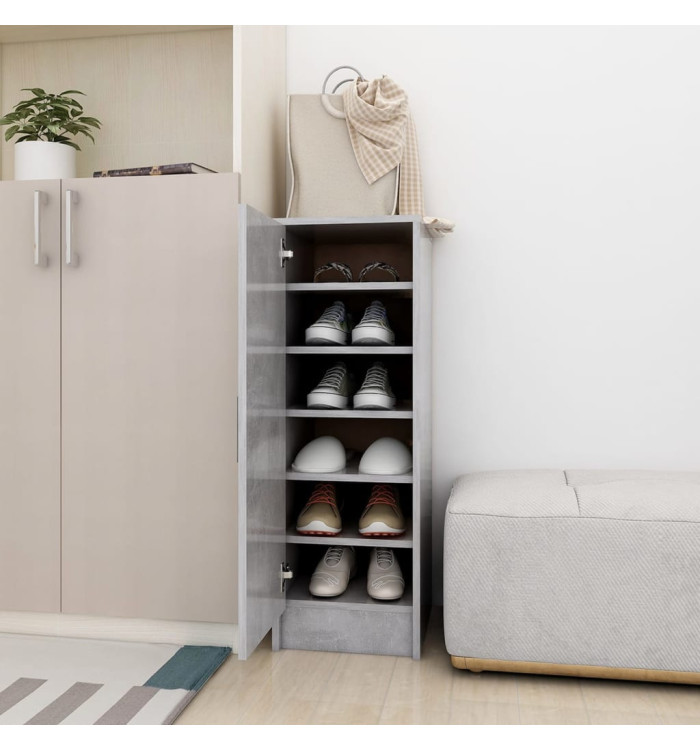 Armoire à chaussures Gris béton 32x35x92 cm Bois d’ingénierie | Mobilier & Déco