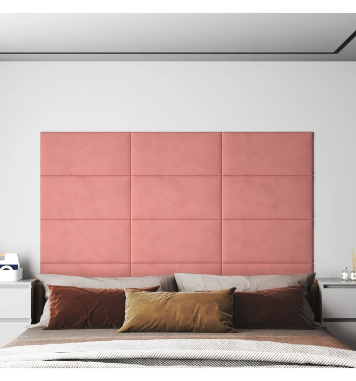 Panneaux muraux 12 pcs Rose 60x30 cm Velours 2,16 m² | Mobilier & Déco