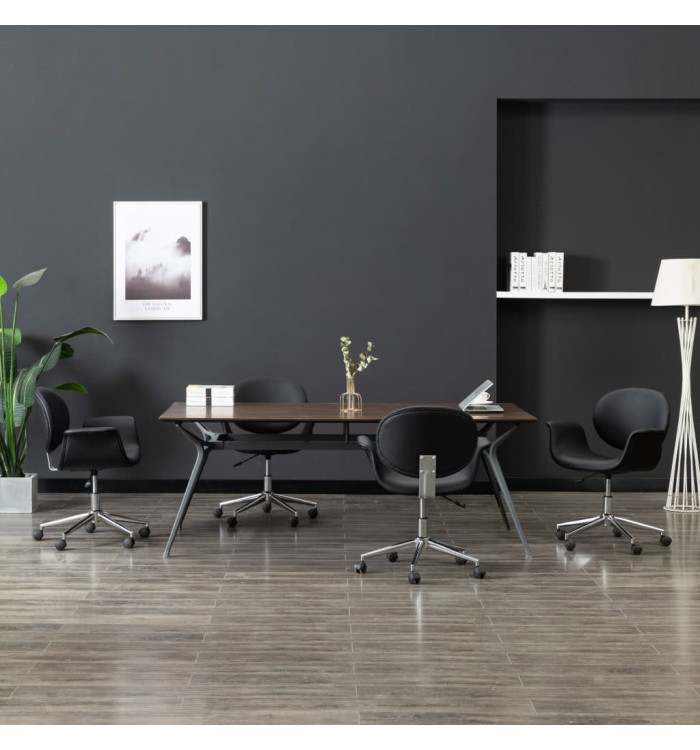 Chaises pivotantes à manger lot de 4 noir similicuir | Mobilier & Déco