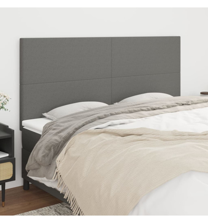 Têtes de lit 4 pcs Gris foncé 100x5x78/88 cm Tissu | Mobilier & Déco
