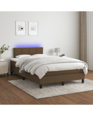 Sommier à lattes de lit matelas et LED Marron foncé 120x200 cm | Mobilier & Déco