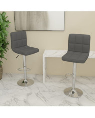 Tabourets de bar lot de 2 gris foncé tissu | Mobilier & Déco