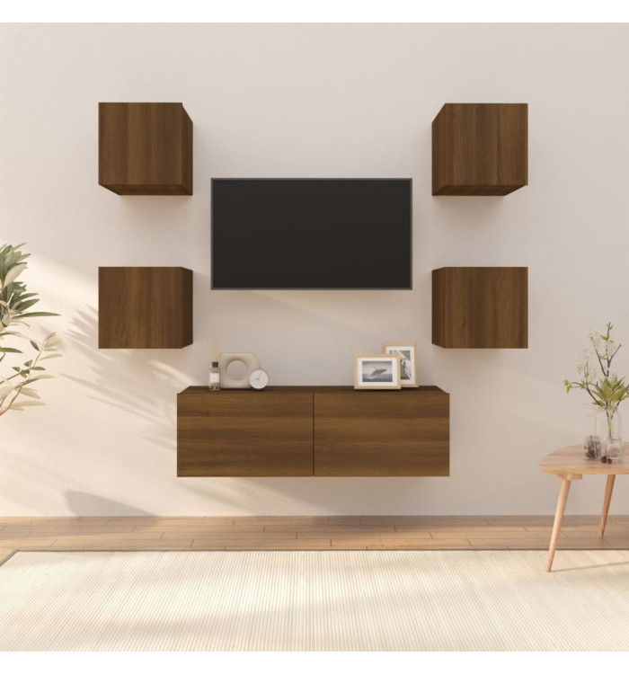 Ensemble de meubles TV muraux Chêne marron Bois d'ingénierie | Mobilier & Déco