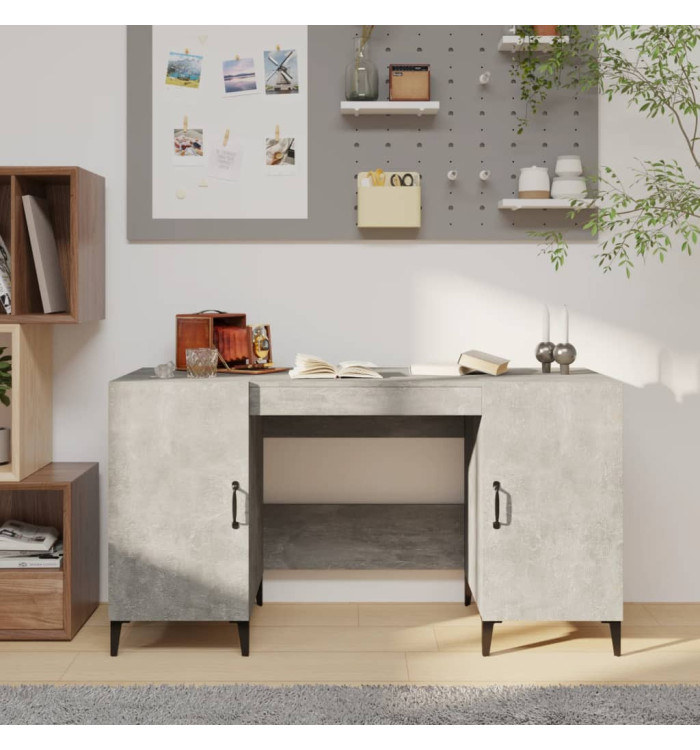 Bureau Gris béton 140x50x75 cm Bois d'ingénierie | Mobilier & Déco