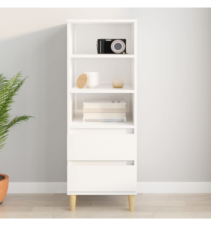 Buffet haut Blanc brillant 40x36x110 cm Bois d'ingénierie | Mobilier & Déco