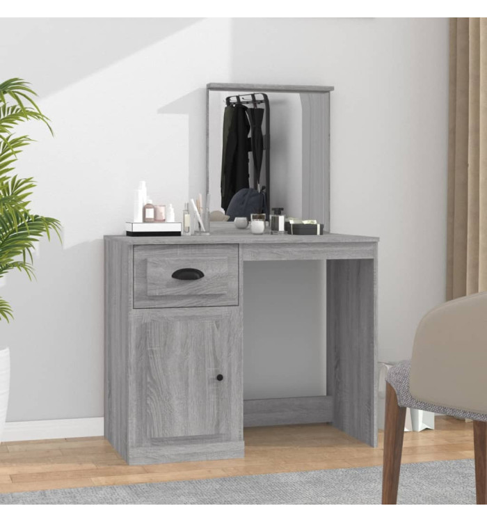 Coiffeuse avec miroir sonoma gris 90x50x132,5cm bois ingénierie | Mobilier & Déco