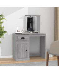 Coiffeuse avec miroir sonoma gris 90x50x132,5cm bois ingénierie | Mobilier & Déco