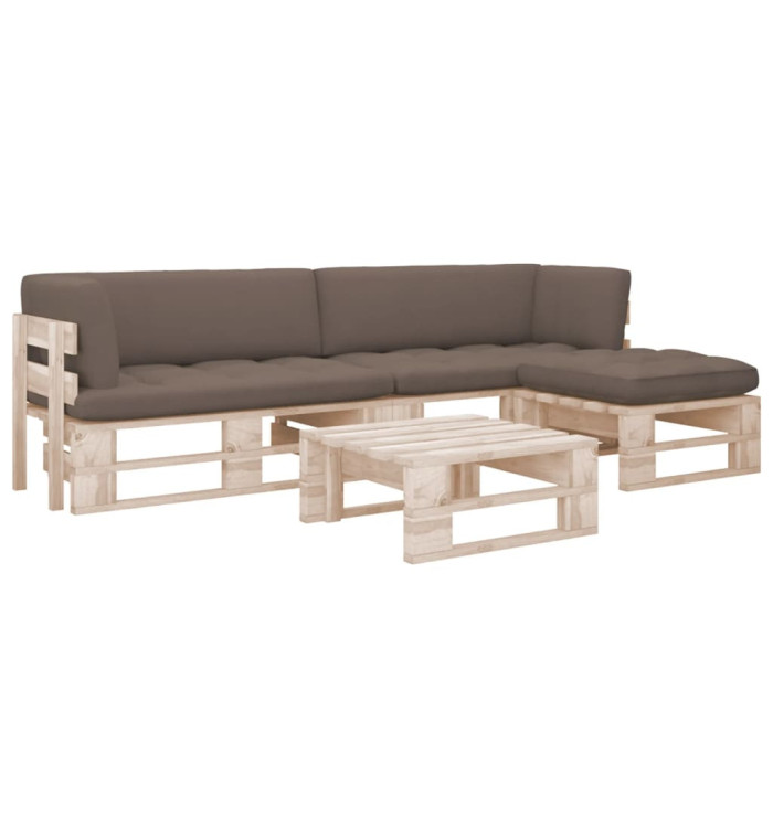 Salon de jardin palette 4pcs avec coussins Bois de pin imprégné | Mobilier & Déco