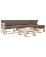 Salon de jardin palette 4pcs avec coussins Bois de pin imprégné | Mobilier & Déco