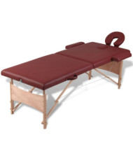 Table pliable de massage Rouge 2 zones avec cadre en bois | Mobilier & Déco