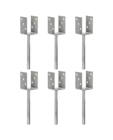 Piquets de clôture 6 pcs Argenté 7x6x30 cm Acier galvanisé | Mobilier & Déco