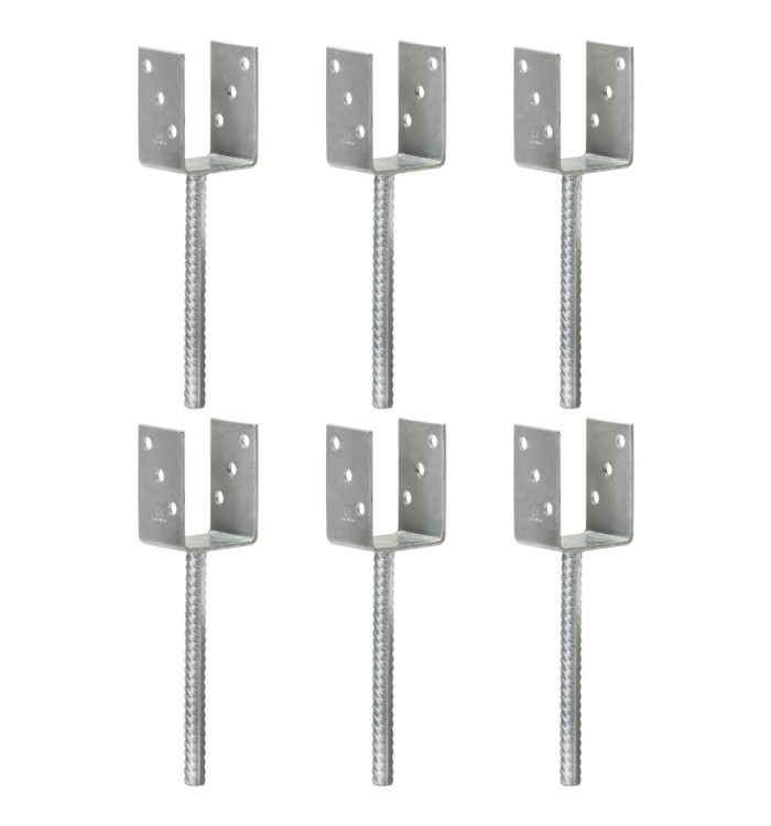 Piquets de clôture 6 pcs Argenté 7x6x30 cm Acier galvanisé | Mobilier & Déco