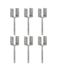 Piquets de clôture 6 pcs Argenté 7x6x30 cm Acier galvanisé | Mobilier & Déco