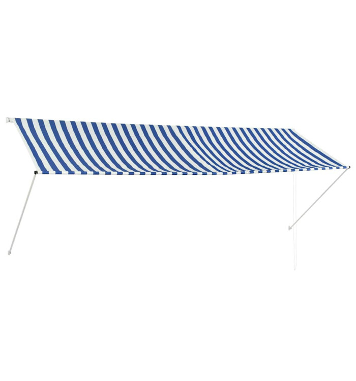 Auvent rétractable 350x150 cm Bleu et blanc | Mobilier & Déco