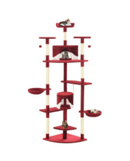 Arbre à chat avec griffoirs en sisal 203 cm Rouge et Blanc | Mobilier & Déco