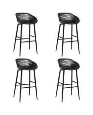 Chaises de bar lot de 4 noir | Mobilier & Déco