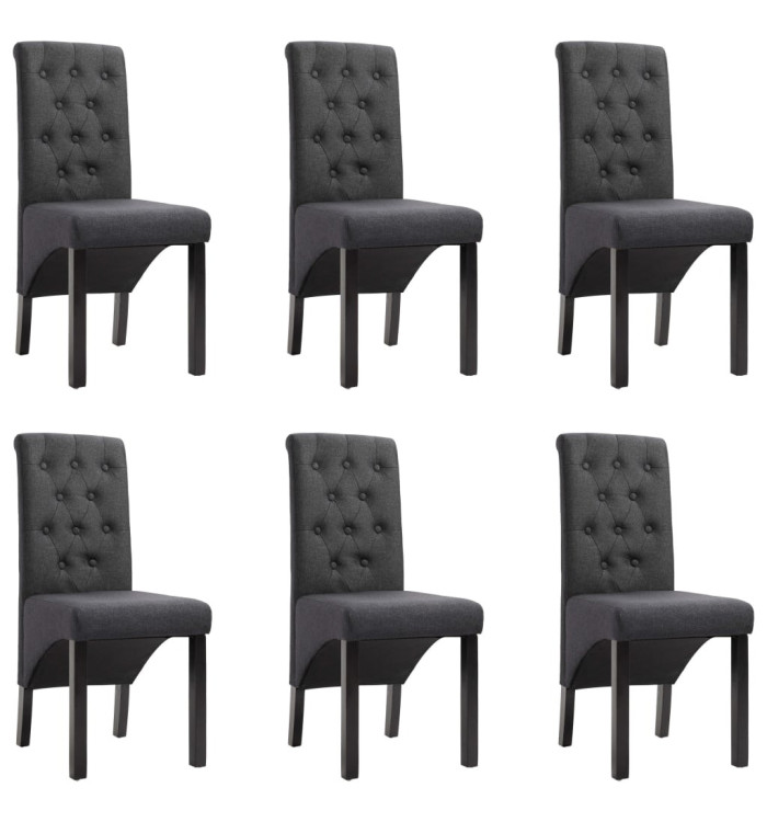 Chaises à manger lot de 6 gris foncé tissu | Mobilier & Déco