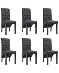Chaises à manger lot de 6 gris foncé tissu | Mobilier & Déco