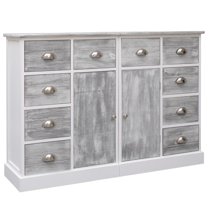 Buffet avec 10 tiroirs Gris 113x30x79 cm Bois | Mobilier & Déco