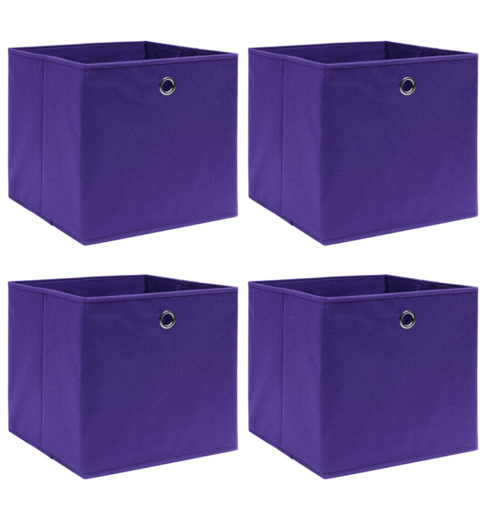 Boîtes de rangement 4 pcs Violet 32x32x32 cm Tissu | Mobilier & Déco
