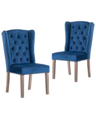 Chaises à manger lot de 2 Bleu Velours | Mobilier & Déco