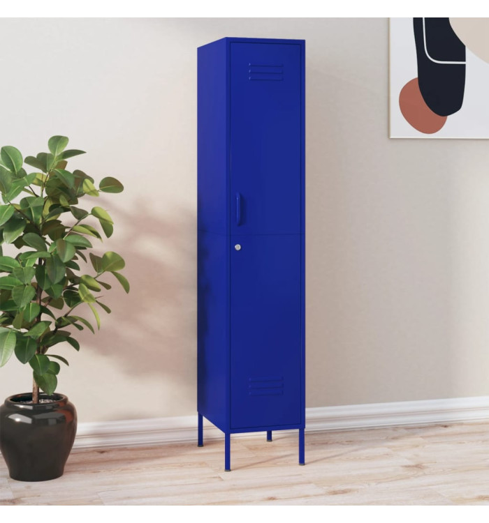 Armoire à casiers Bleu marine 35x46x180 cm Acier | Mobilier & Déco