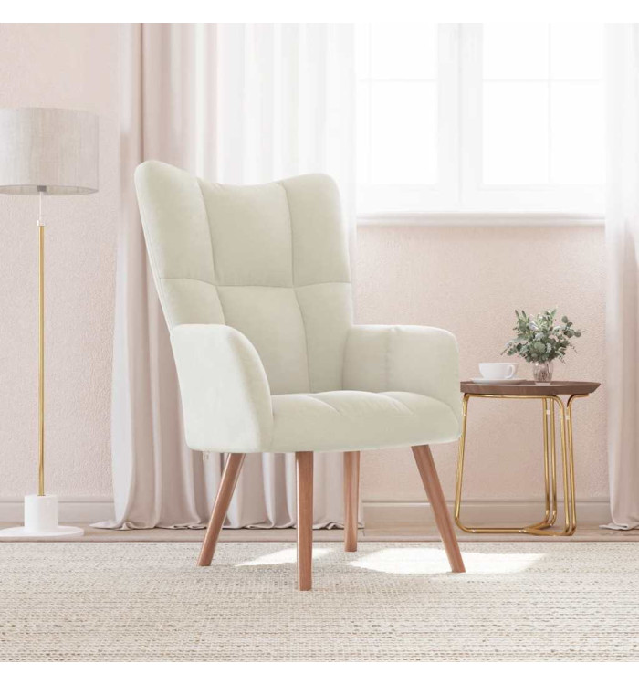 Chaise de relaxation Blanc crème Velours | Mobilier & Déco