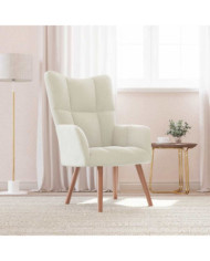 Chaise de relaxation Blanc crème Velours | Mobilier & Déco