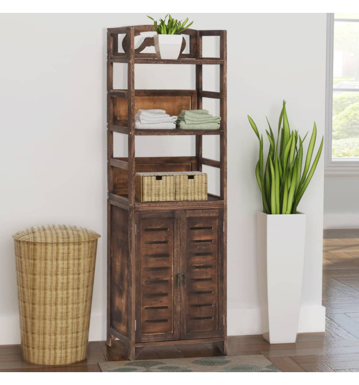 Vitrine Marron foncé 46x24x140 cm Bois massif de Paulownia | Mobilier & Déco