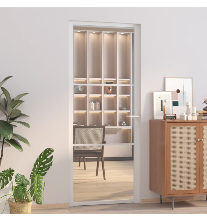Porte intérieure 83x201,5 cm Blanc Verre ESG et aluminium | Mobilier & Déco
