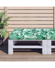 Coussin de palette motif de feuilles 80x80x12 cm tissu | Mobilier & Déco